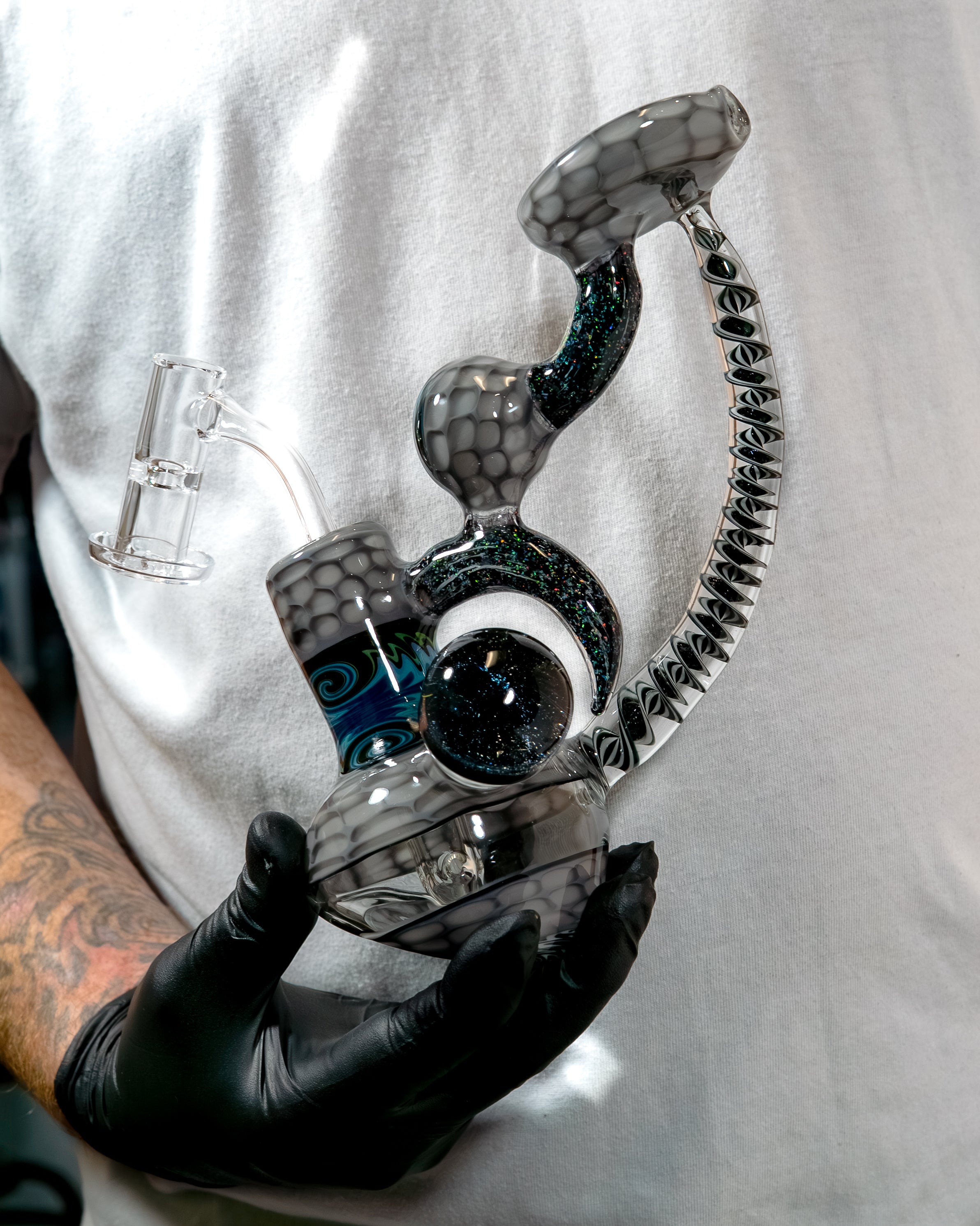Oregon Gray Honeycomb Dab Rig w/ Crushed Opal