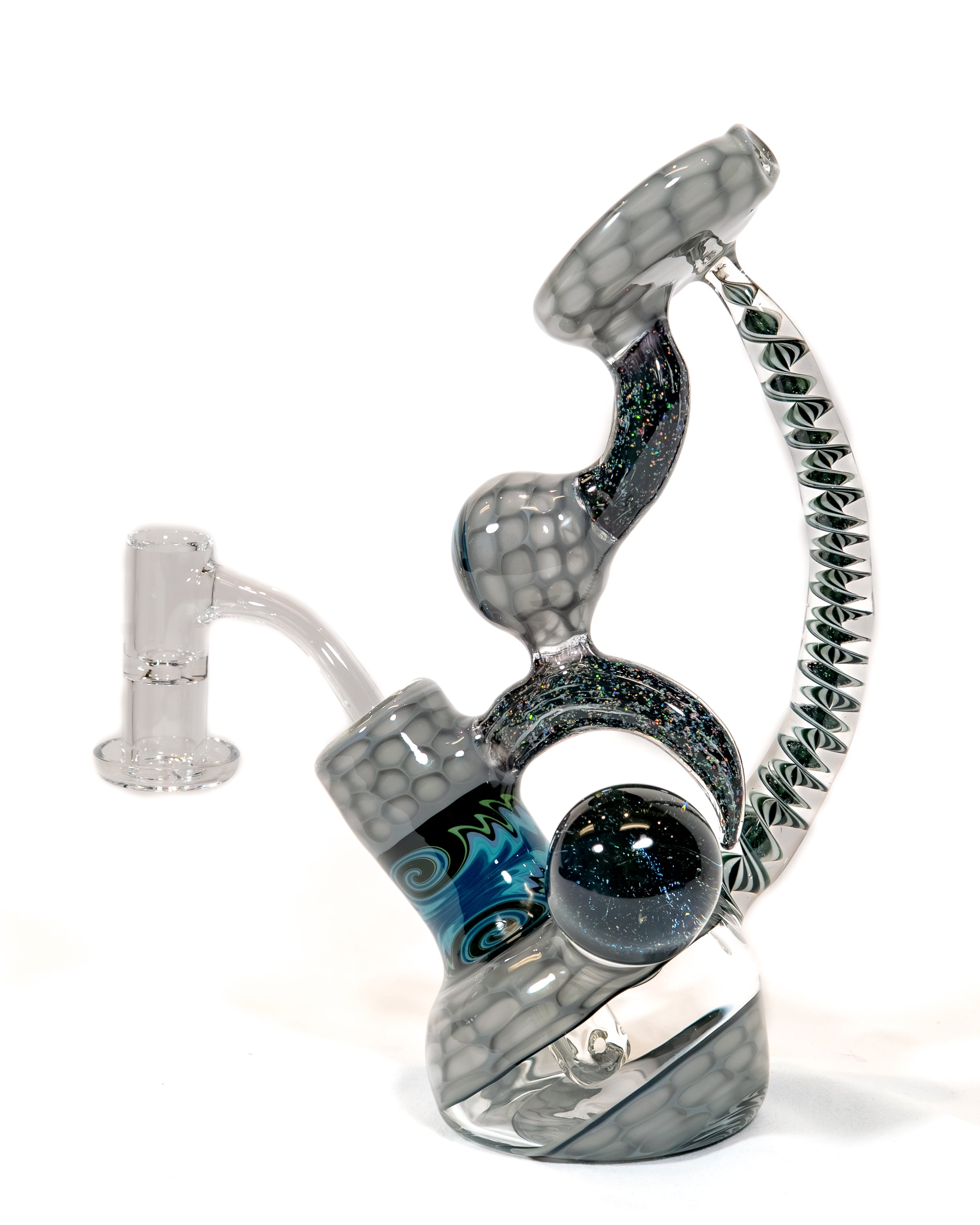 Oregon Gray Honeycomb Dab Rig w/ Crushed Opal