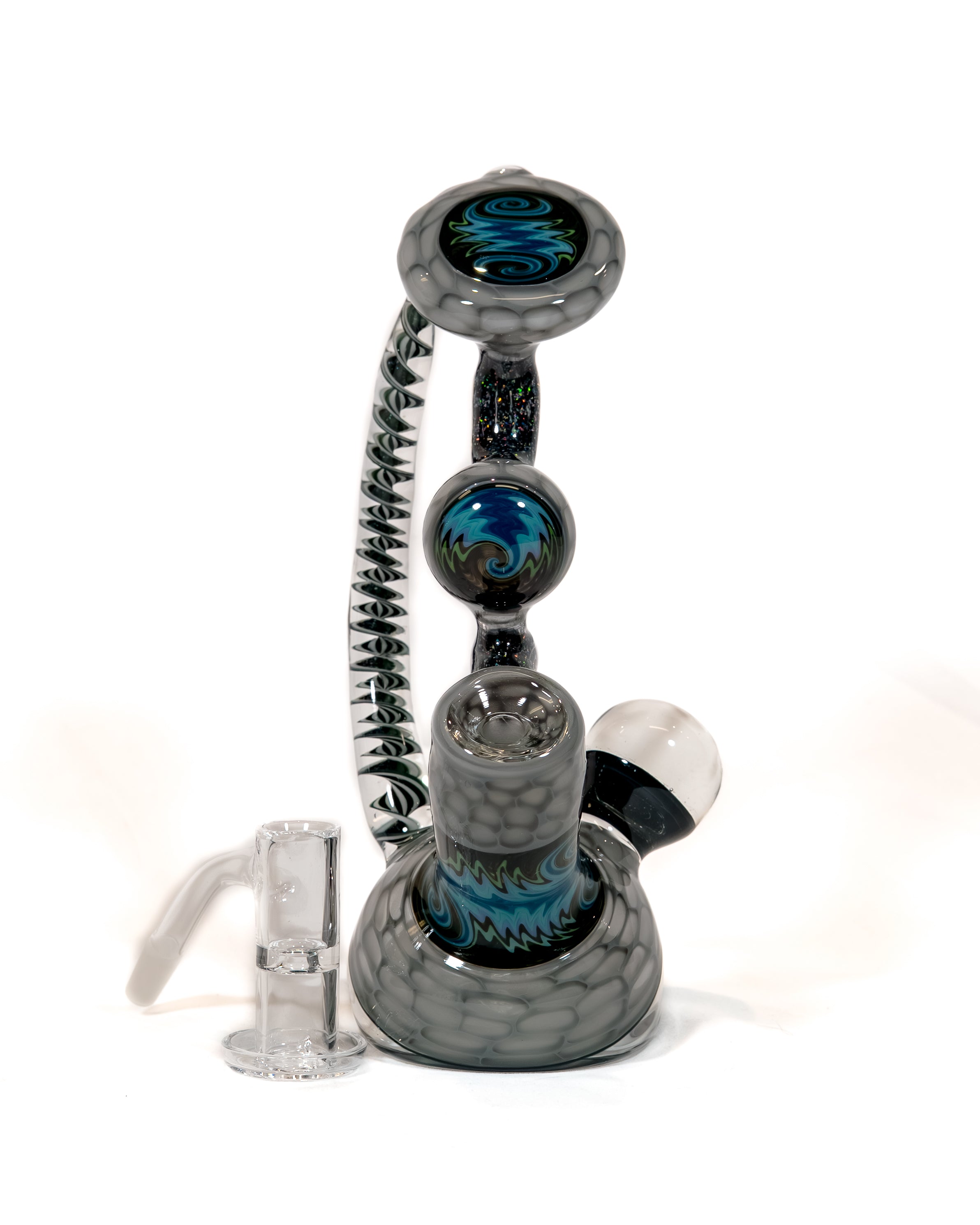 Oregon Gray Honeycomb Dab Rig w/ Crushed Opal