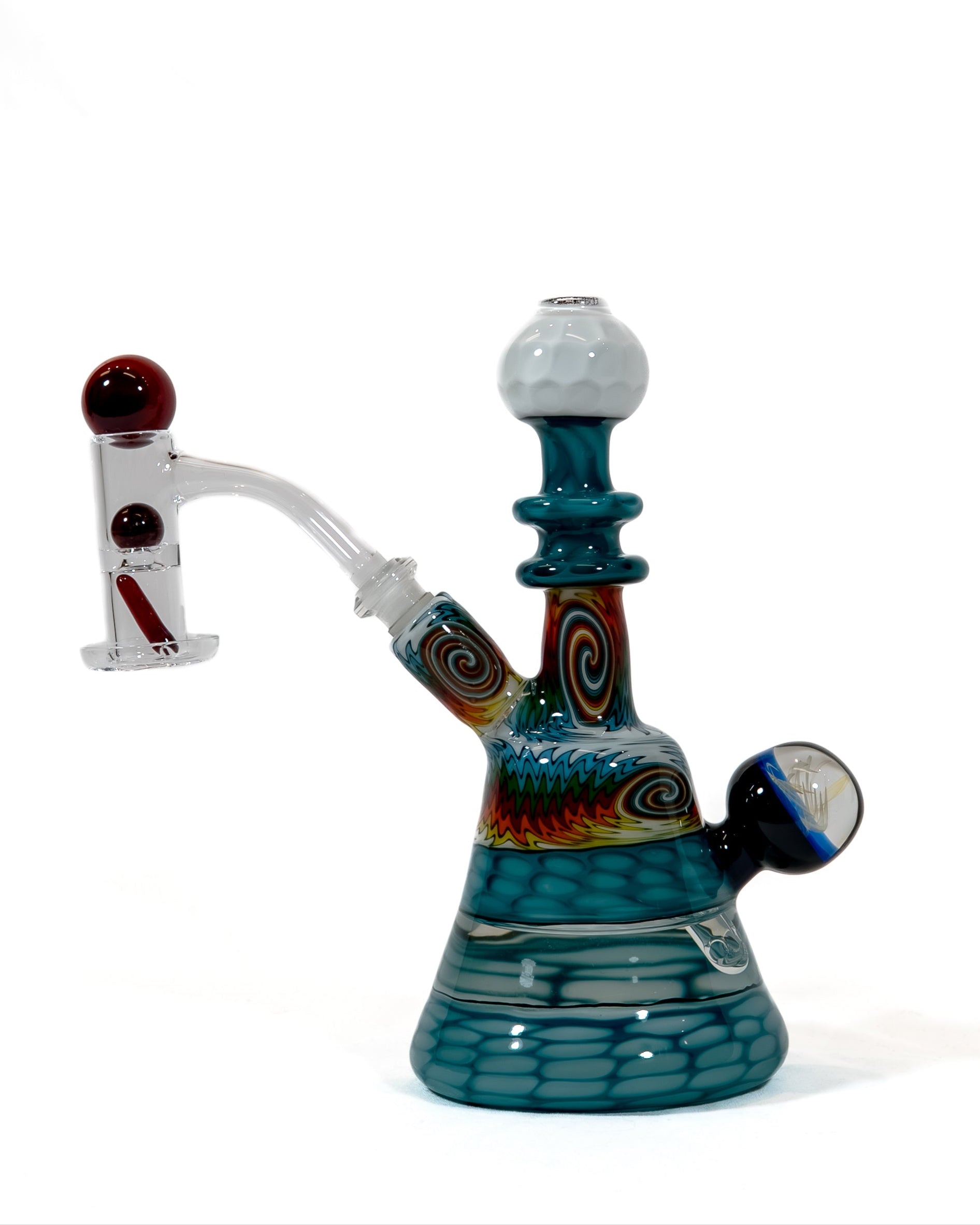 Colorful glass water pipe on a white background