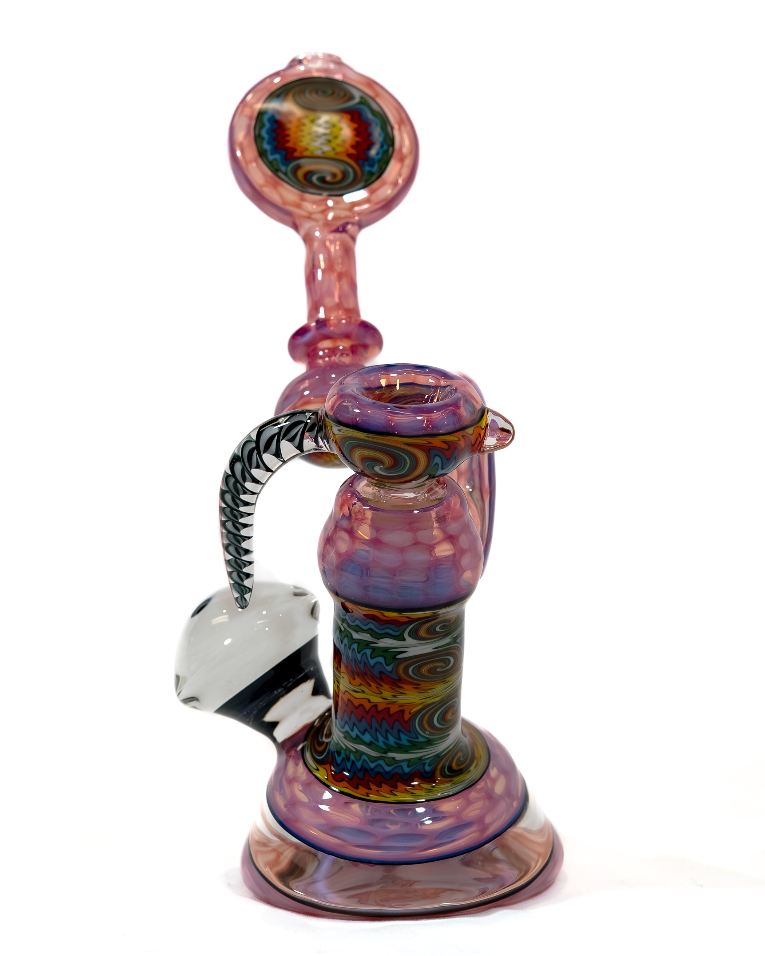 Karmaline Honeycomb Dichroic Bubbler w/ Fire & Ice Linework