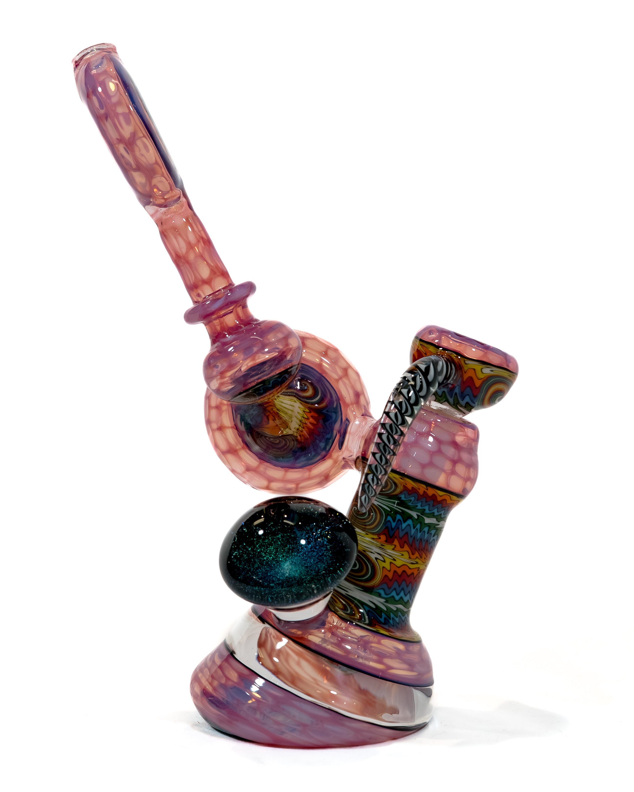 Karmaline Honeycomb Dichroic Bubbler w/ Fire & Ice Linework