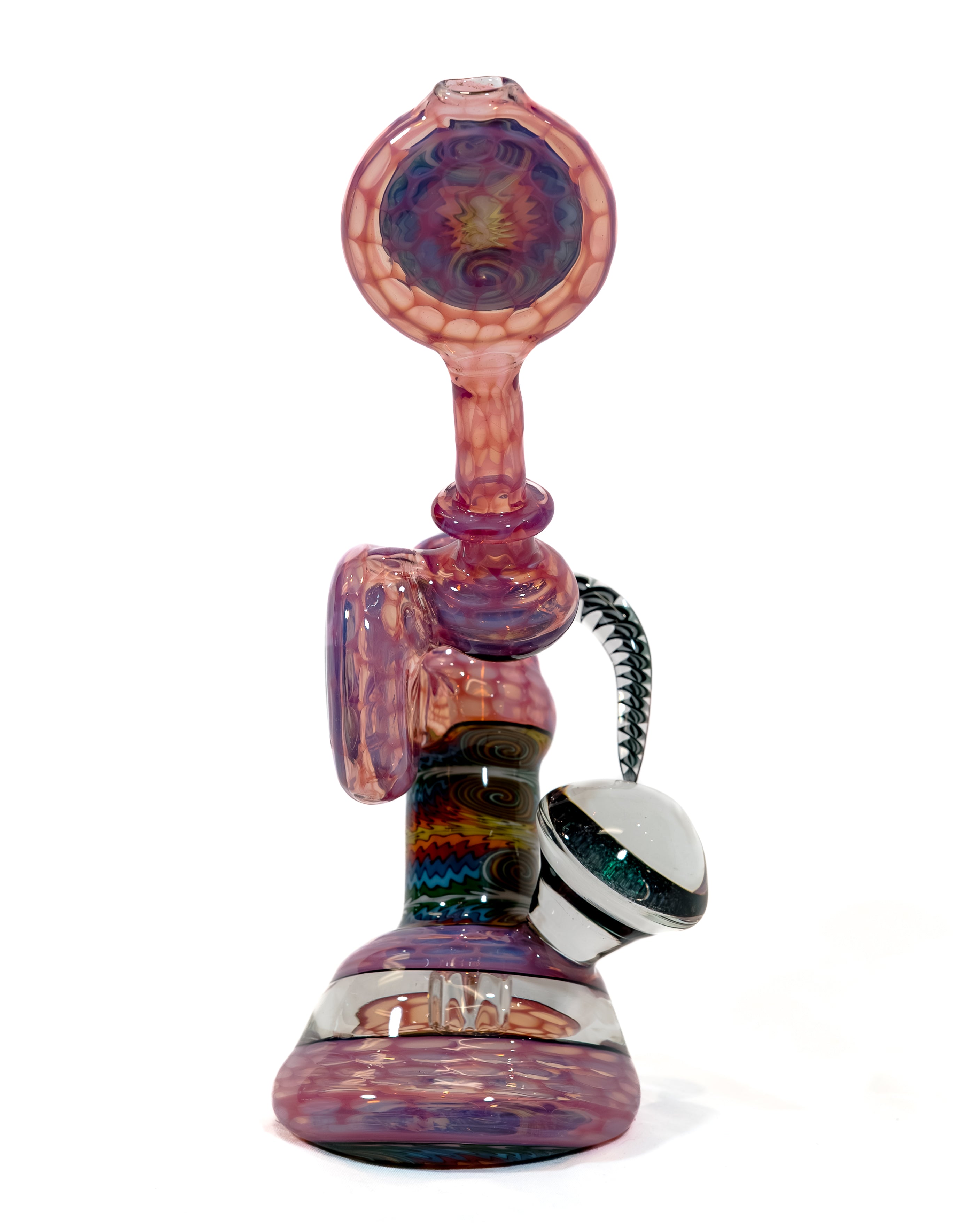 Karmaline Honeycomb Dichroic Bubbler w/ Fire & Ice Linework