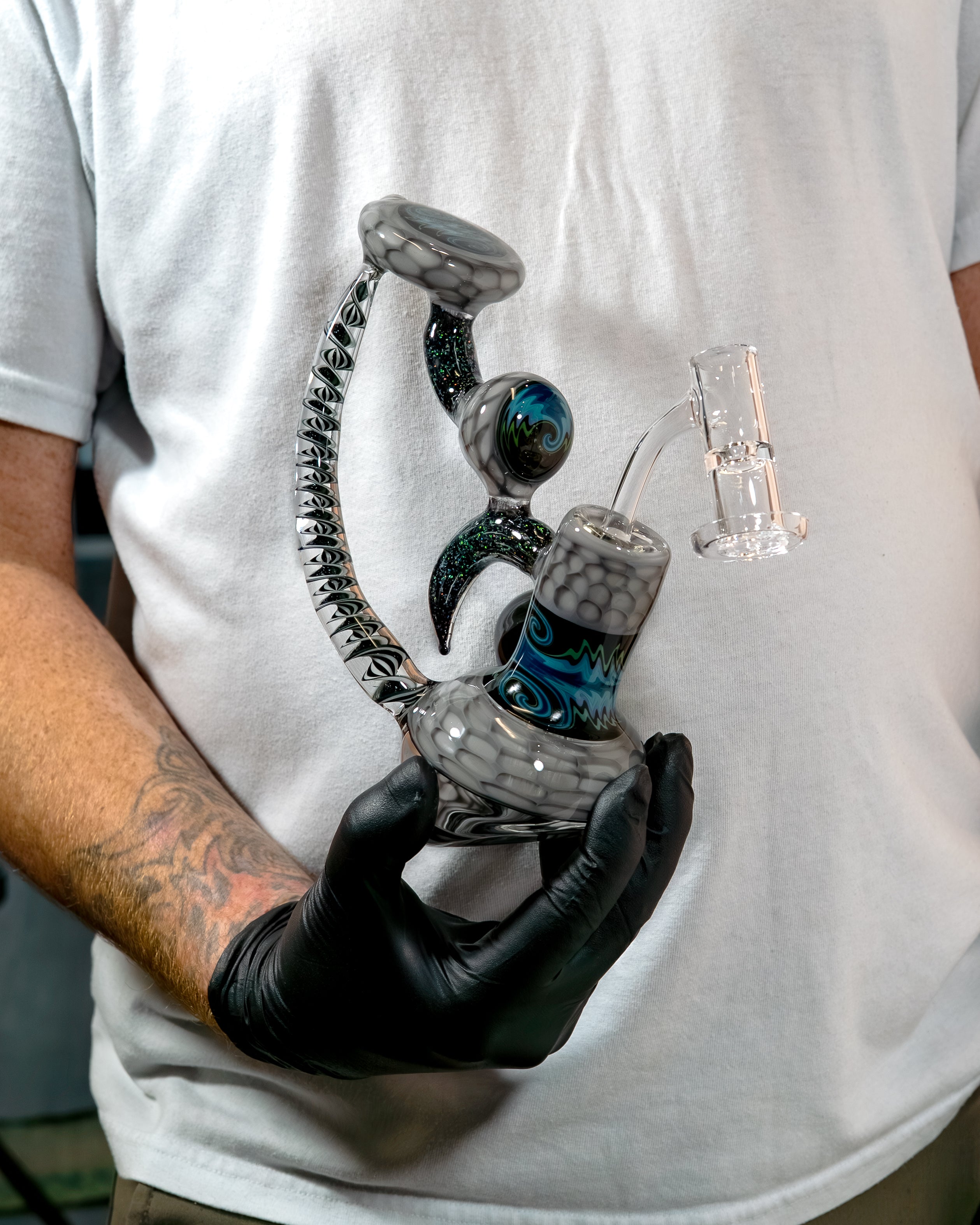 Oregon Gray Honeycomb Dab Rig w/ Crushed Opal