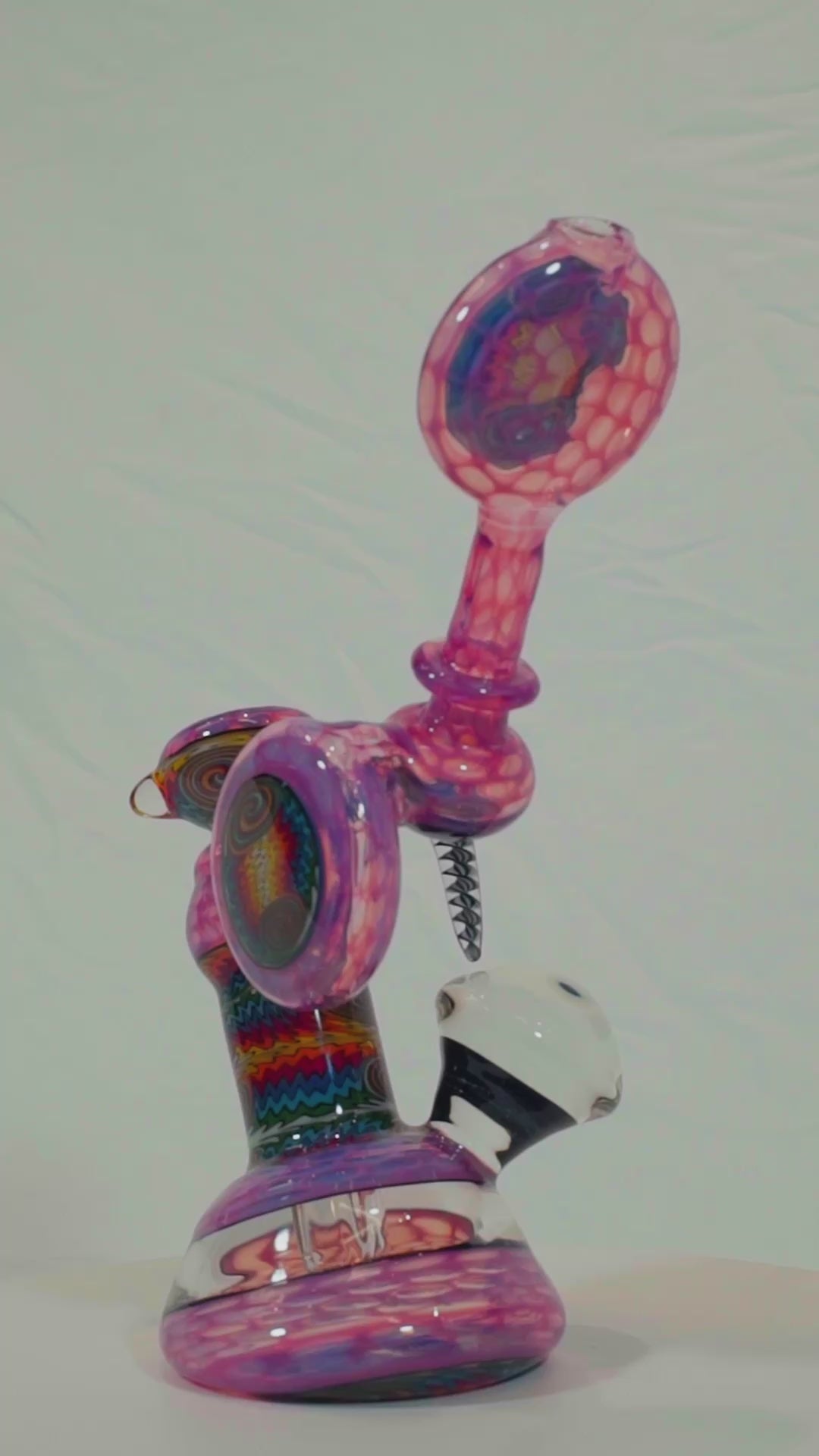 Karmaline Honeycomb Dichroic Bubbler w/ Fire & Ice Linework