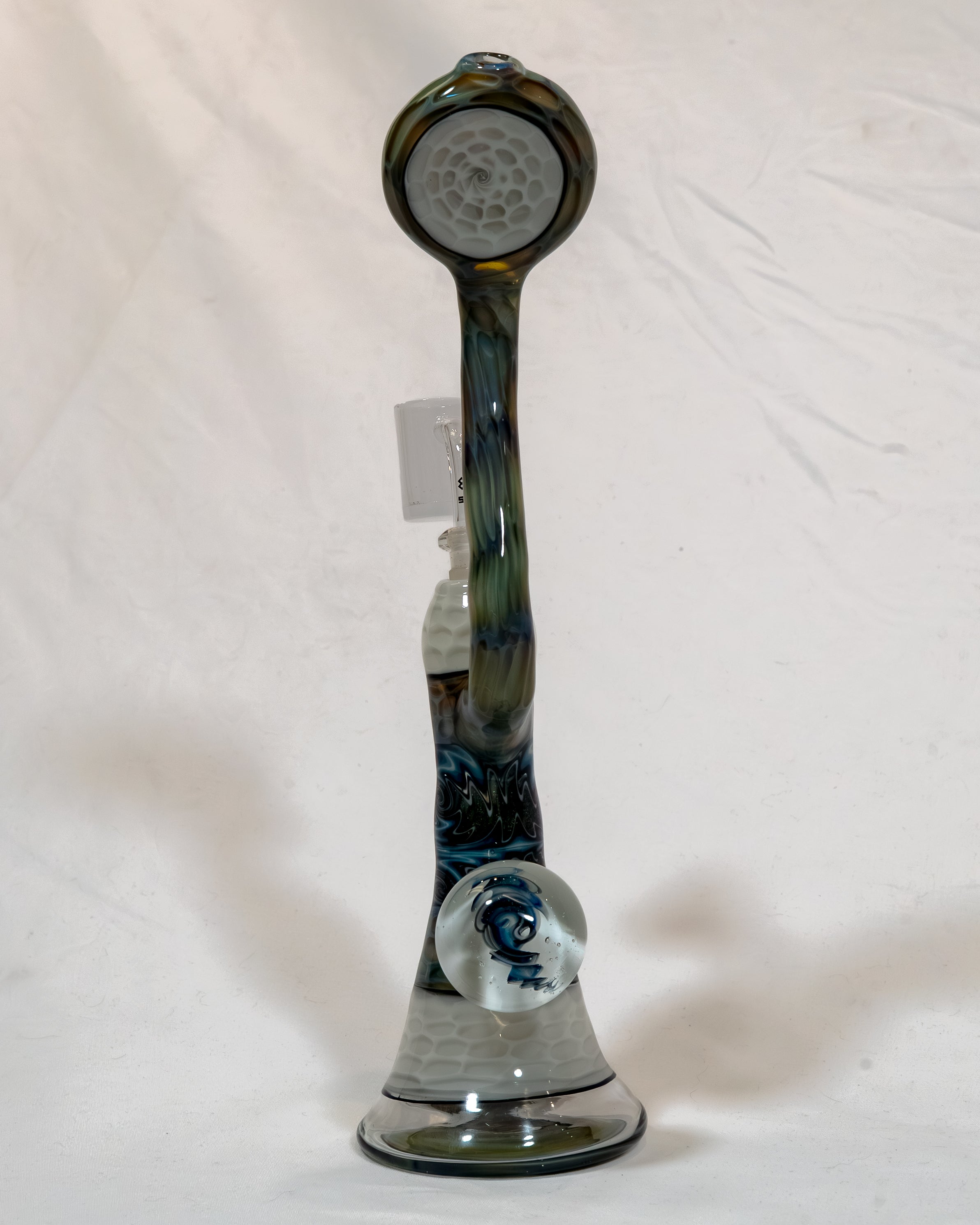 White Honeycomb Dab Rig w/ Blue Accents