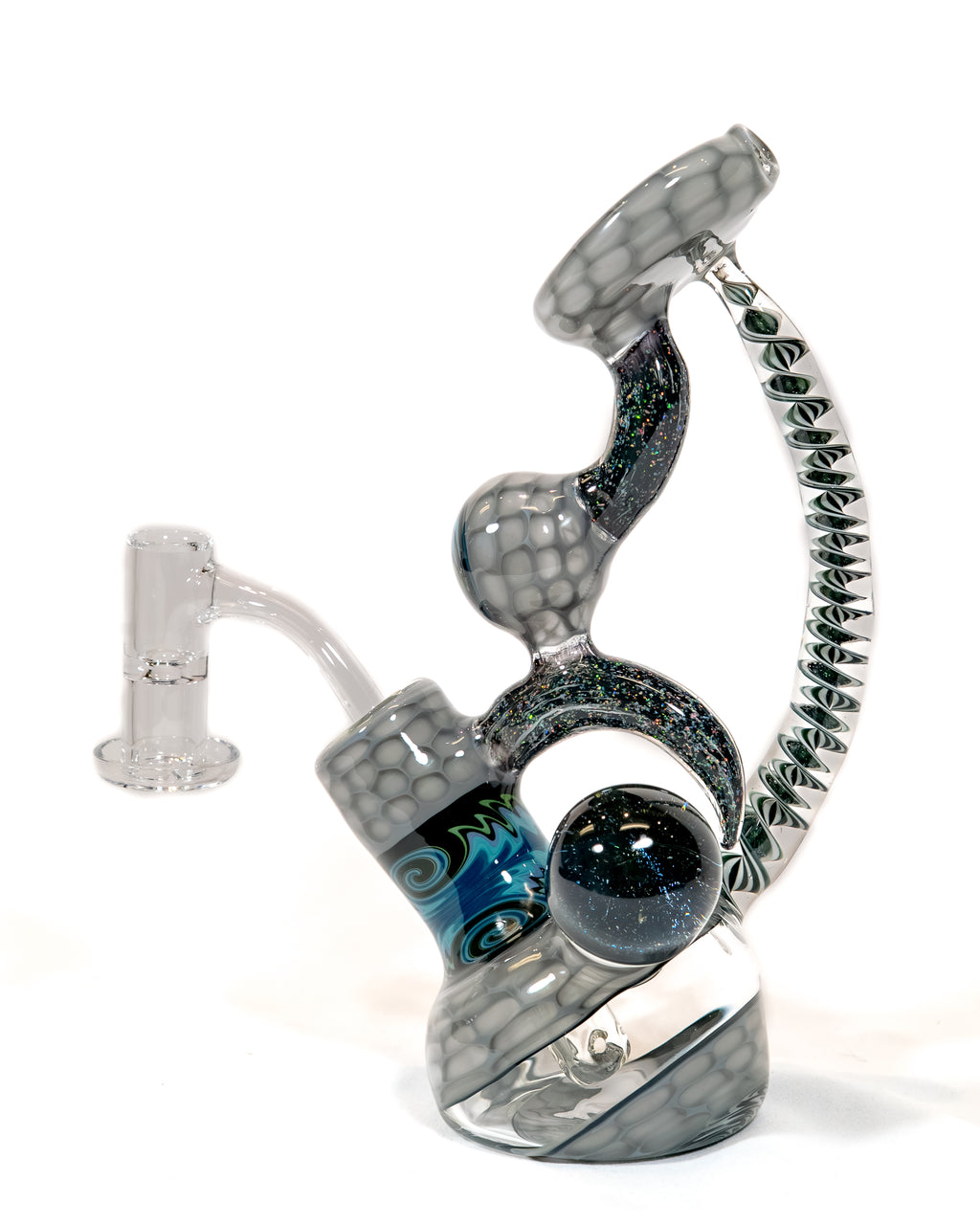 Oregon Gray Honeycomb Dab Rig w/ Crushed Opal