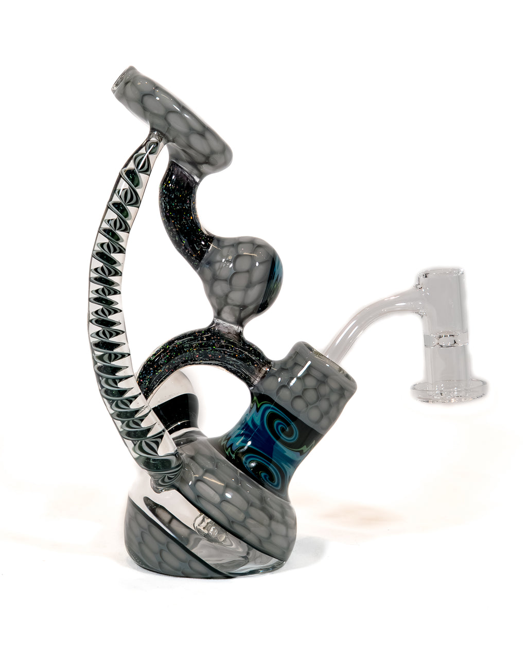 Oregon Gray Honeycomb Dab Rig w/ Crushed Opal