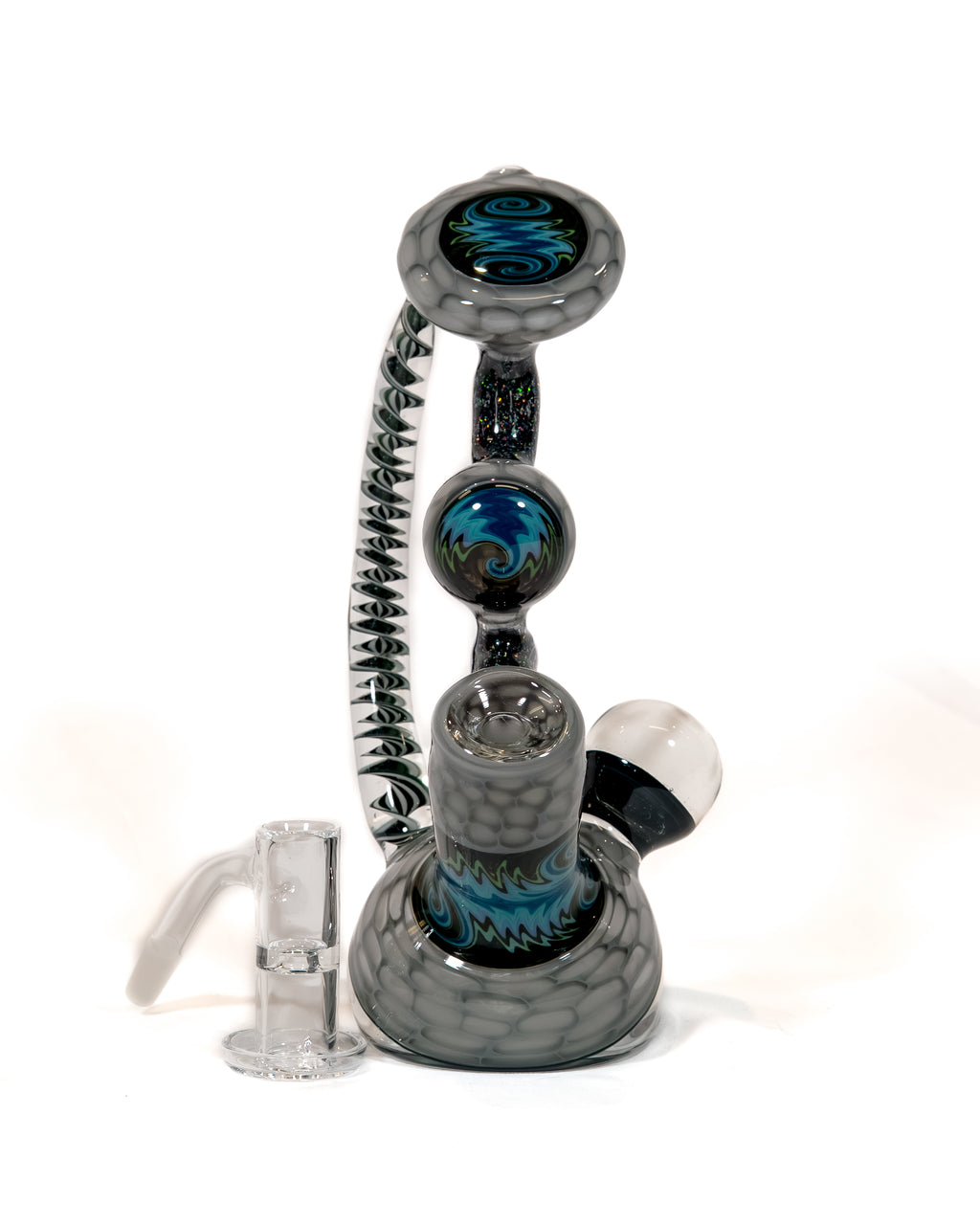 Oregon Gray Honeycomb Dab Rig w/ Crushed Opal