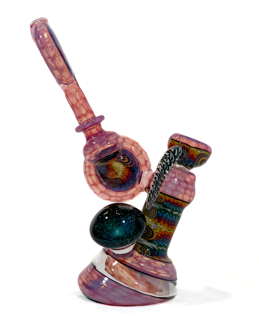 Karmaline Honeycomb Dichroic Bubbler w/ Fire & Ice Linework