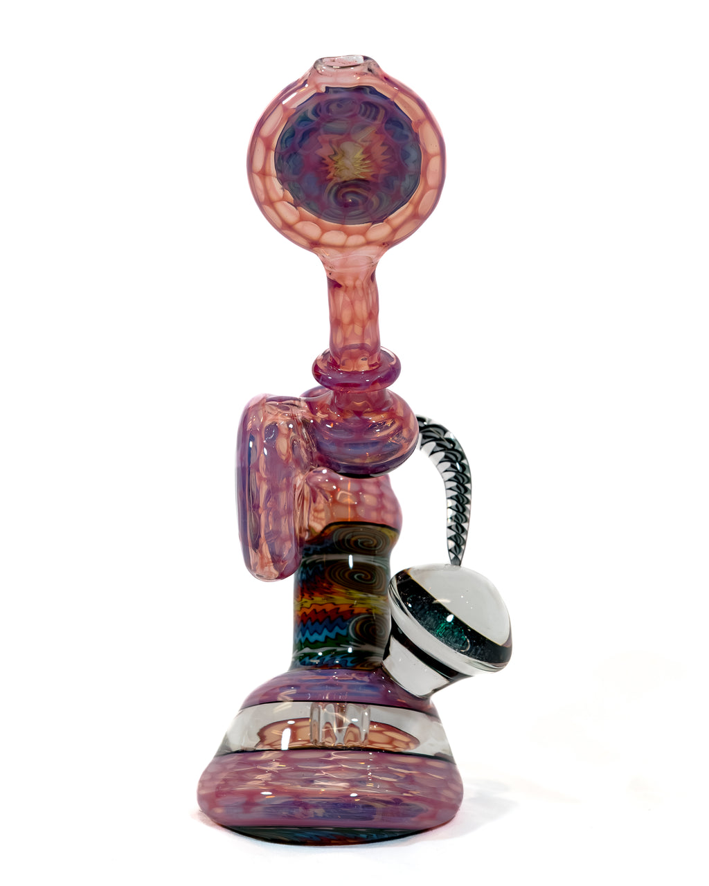 Karmaline Honeycomb Dichroic Bubbler w/ Fire & Ice Linework