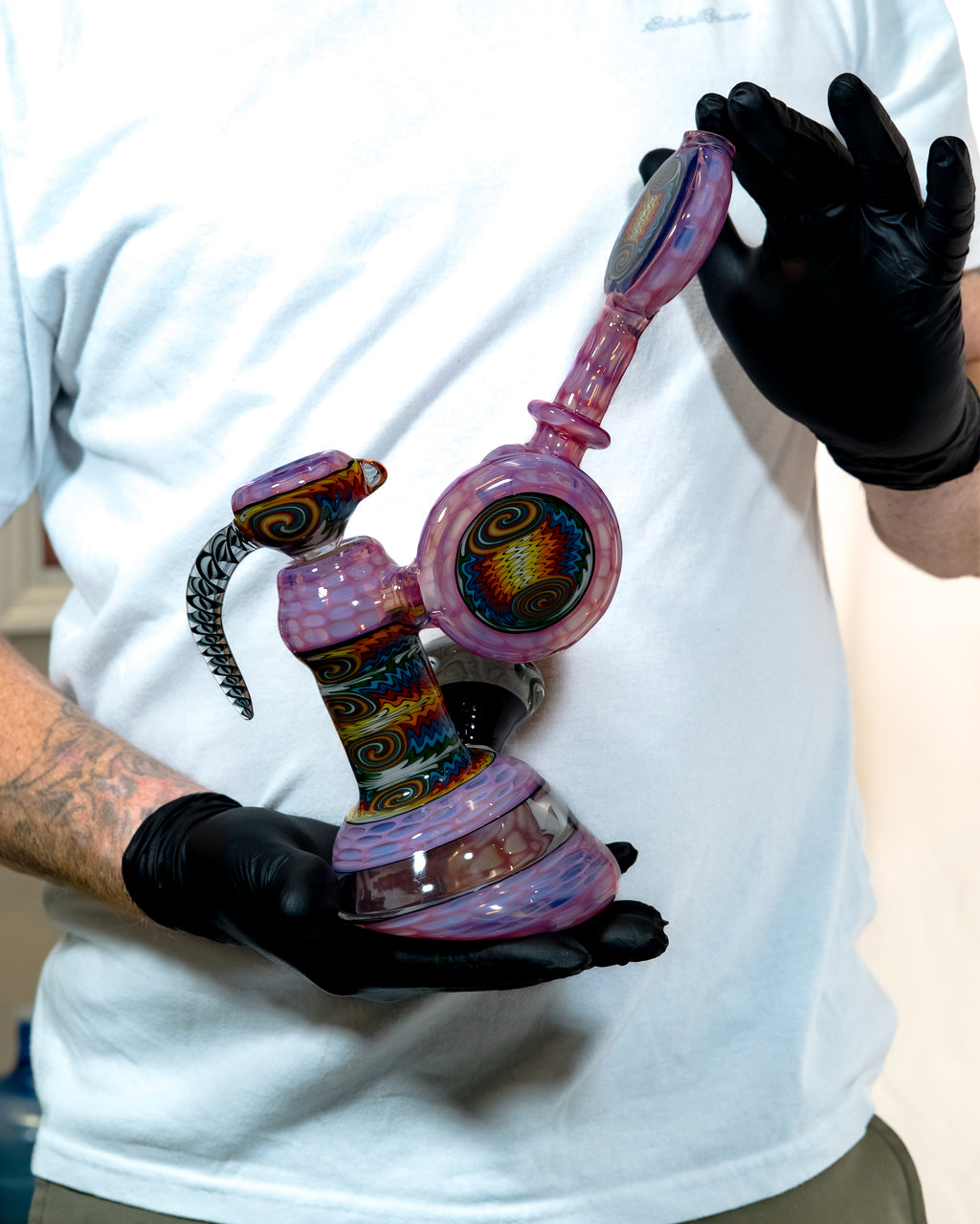 Karmaline Honeycomb Dichroic Bubbler w/ Fire & Ice Linework