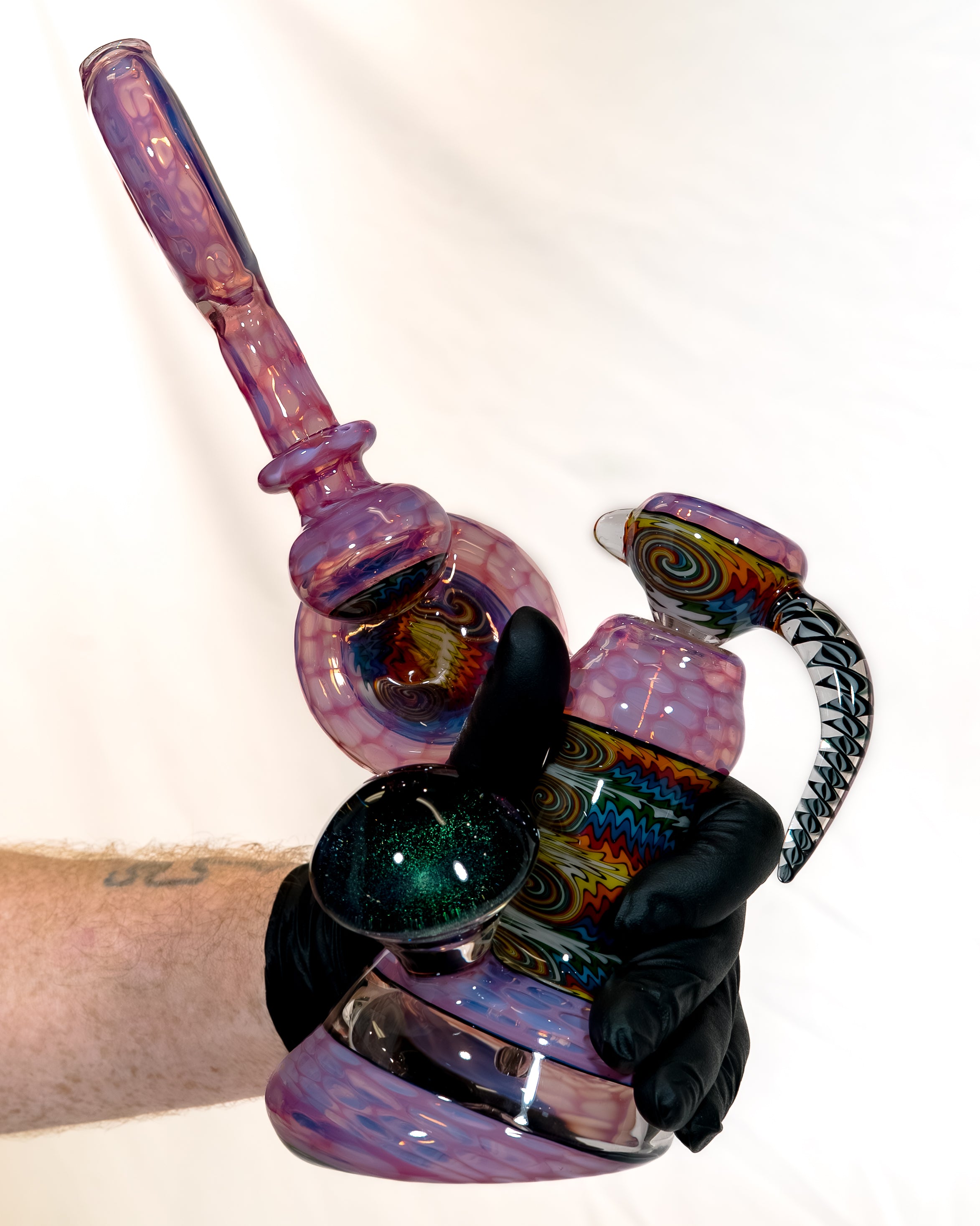 Karmaline Honeycomb Dichroic Bubbler w/ Fire & Ice Linework
