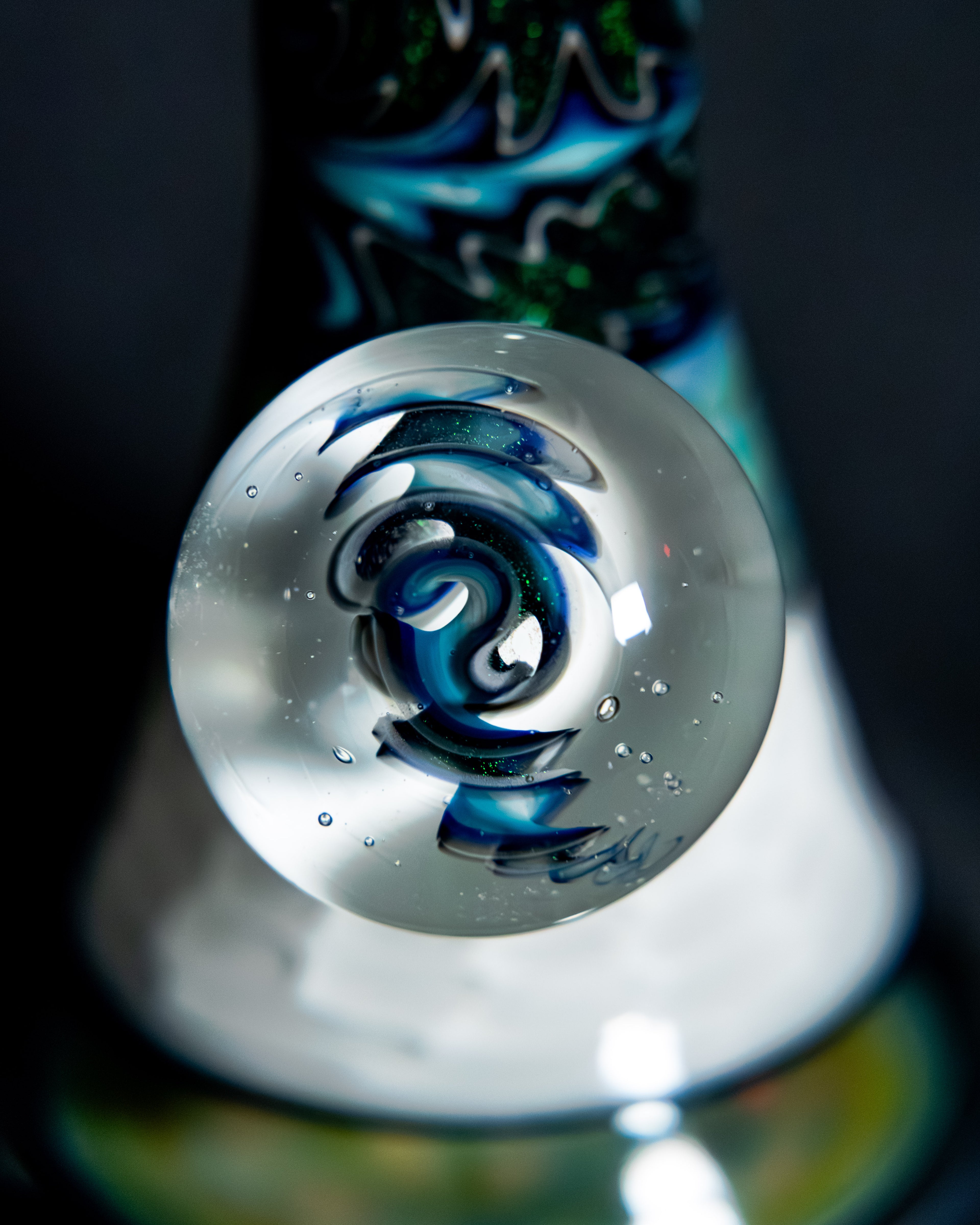 White Honeycomb Dab Rig w/ Blue Accents